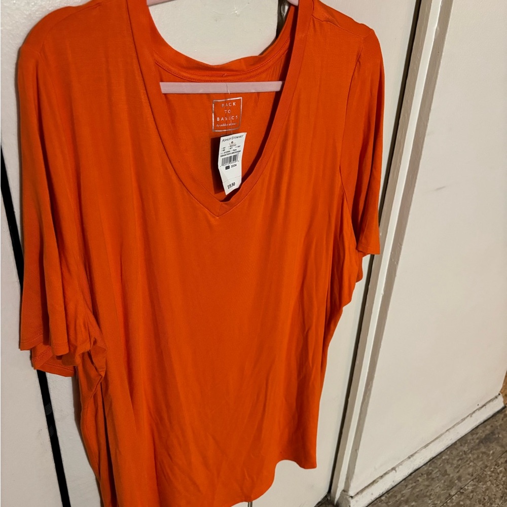 a new day Bright Orange V-Neck Tee - Picture 5 of 6